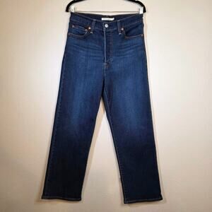 Levi's Ribcage Straight Ankle Jeans W29 L27 High Rise Button Fly Denim